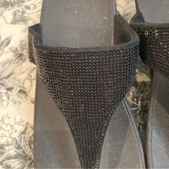 FITFLOP Sz 11 Lottie Thong Slip On Shimmery Crystal Encrusted Slip On Sandals - Picture 3 of 14